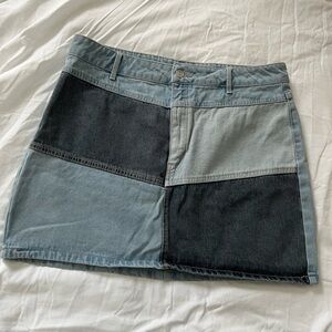 Patchwork Denim Skirt